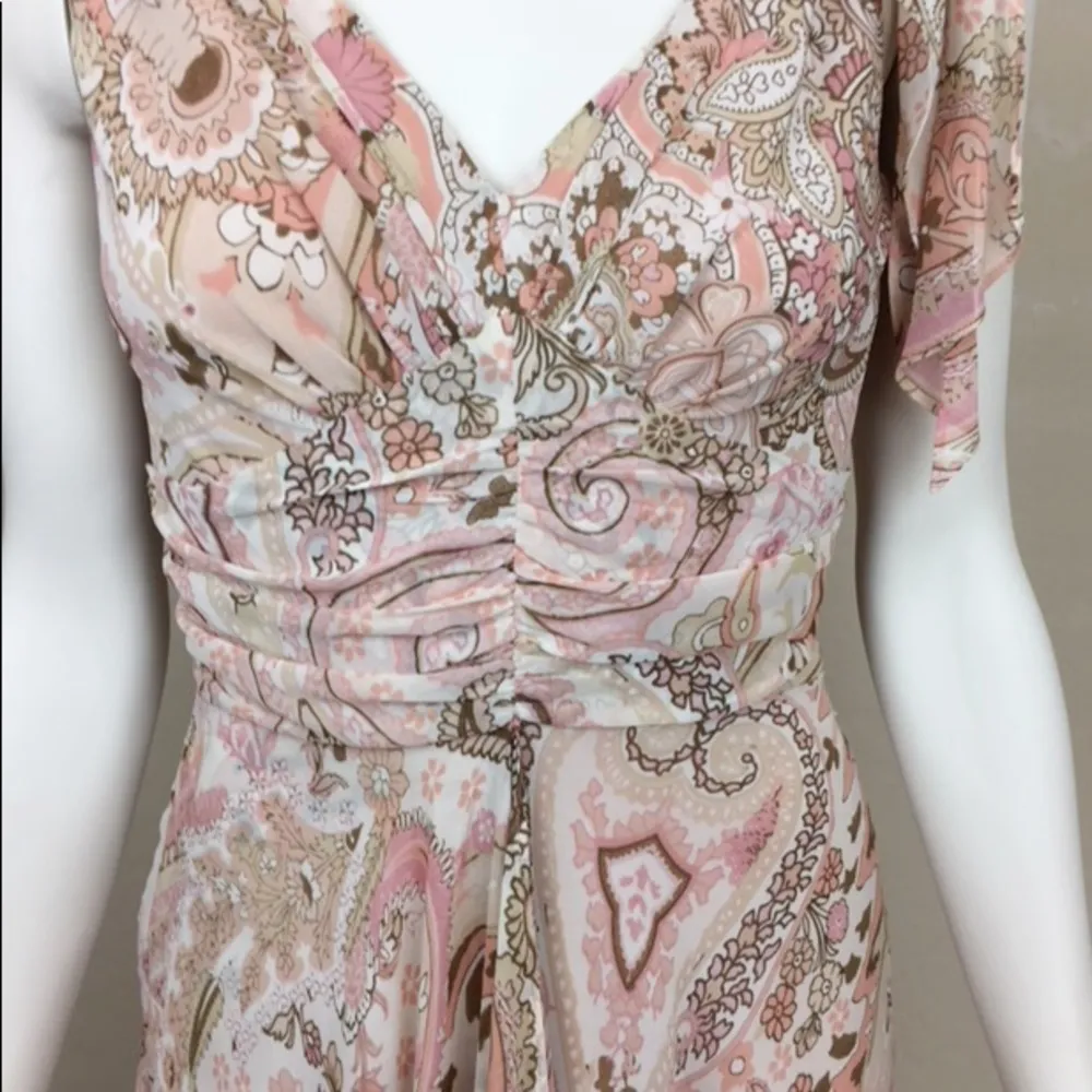 Bandolino Nude Pink‎ Paisley & Floral Frilly Dress - Image 5