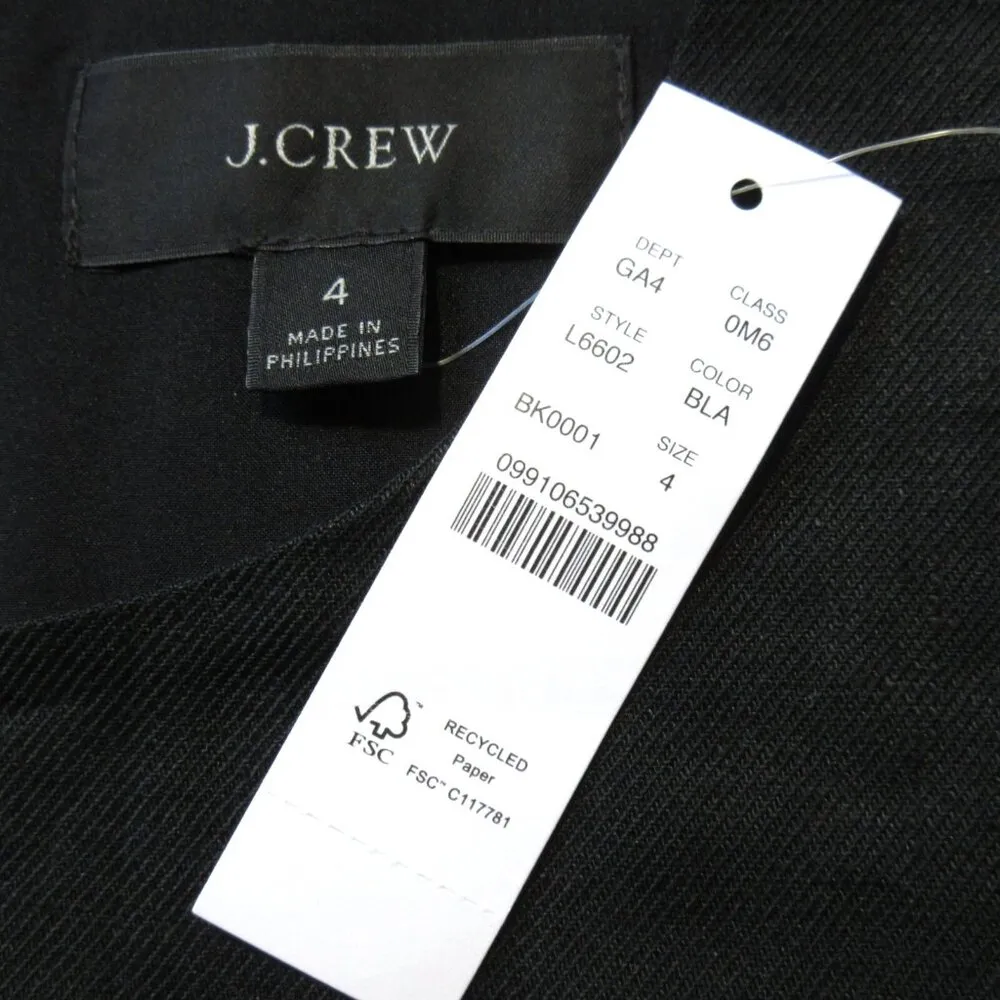 NWT J.Crew Resume Sheath in Black Stretch Linen Dress 4 $198 - Image 3