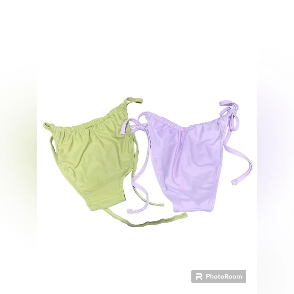 Xhiliration Cheeky Bikini Bathing Suit Bottoms‎ (Sage & Lilac) Size M - Image 2