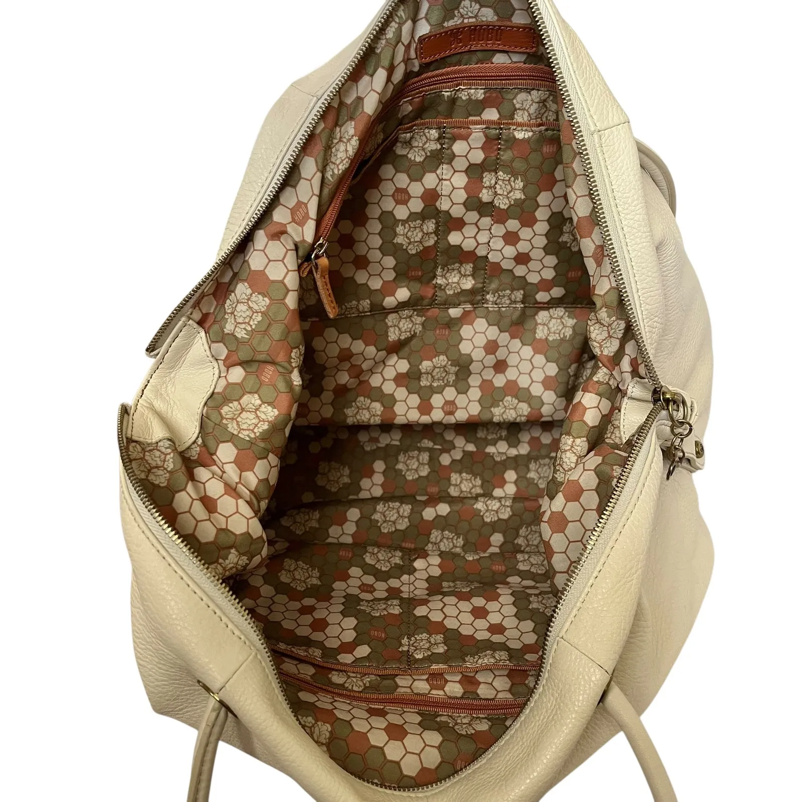 RARE Hobo Birch White Leather Porter Weekender Tote Bag - Image 4