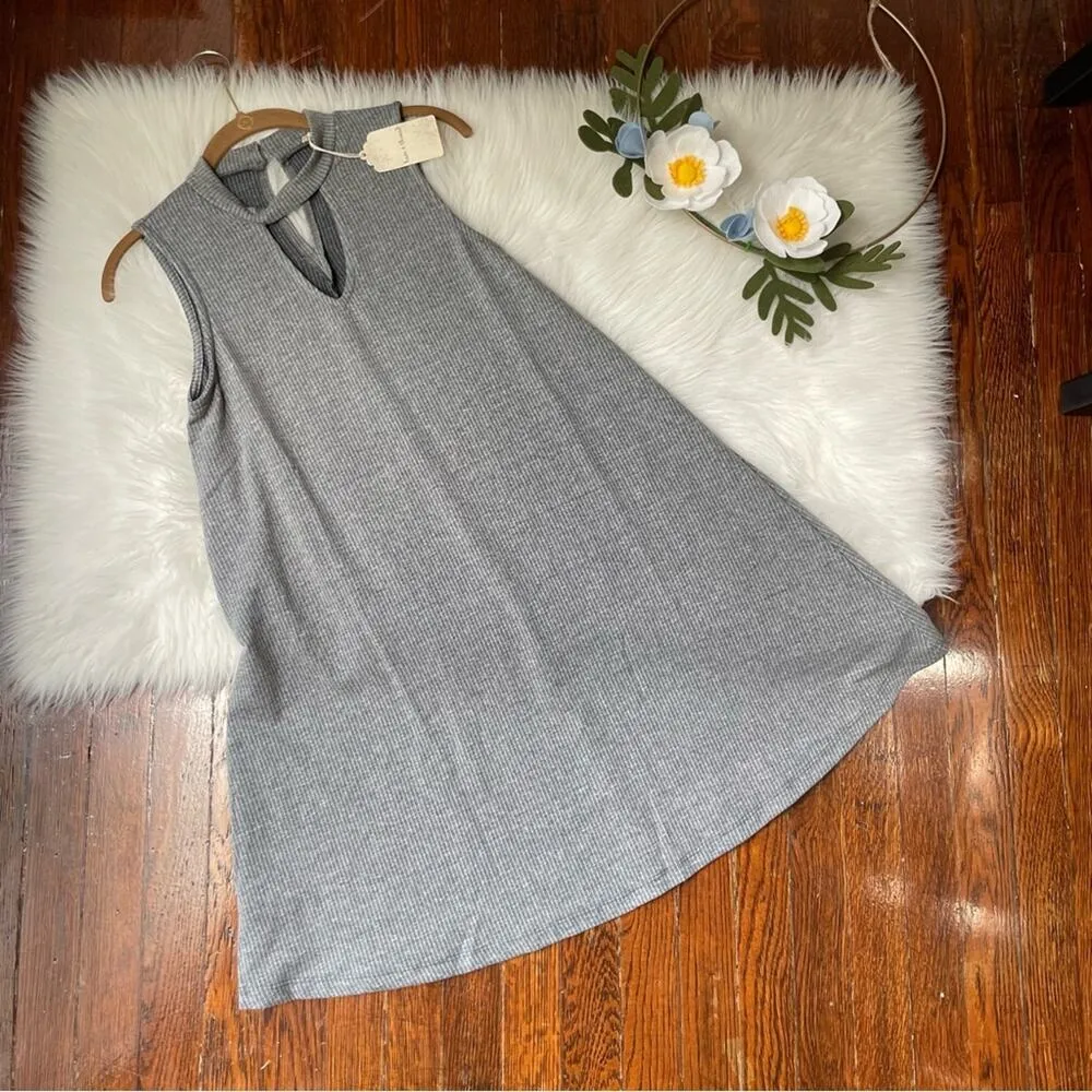 Grey Ribbed Mini Dress Texture NWT Size Small - Image 5