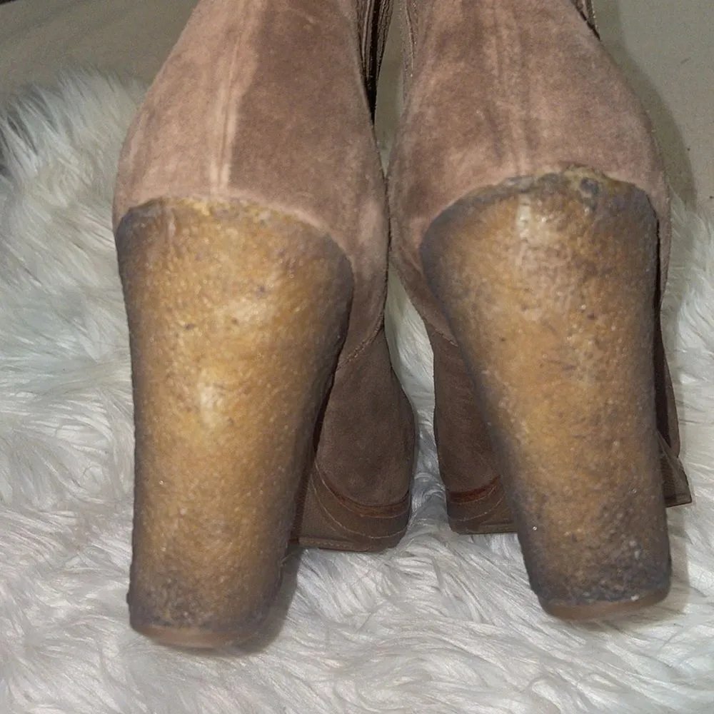 Prada  Brown Suede Chunky Ankle Booties - Image 6