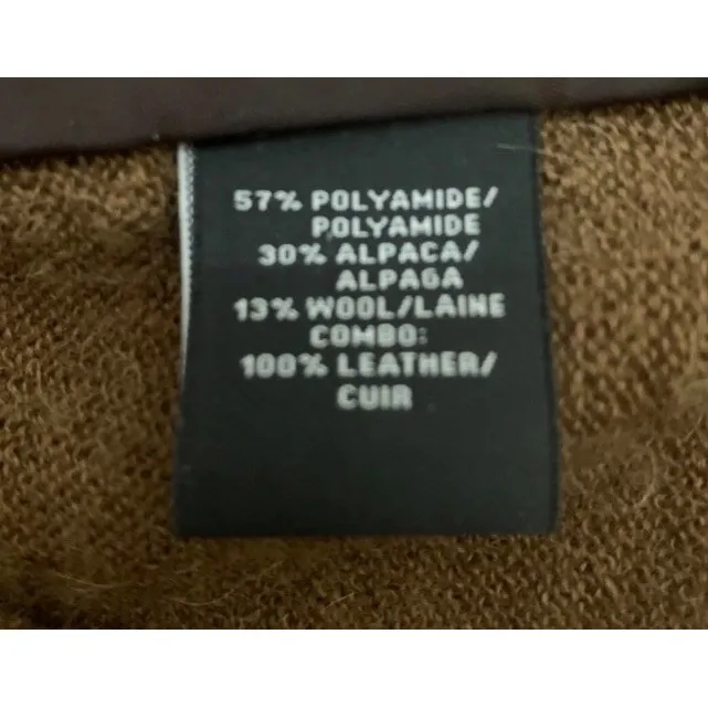 Lafayette 148 Wool Alpaca Leather Panel Sweater Quiet Luxury Brown Chic Luxe M Size M - Image 4