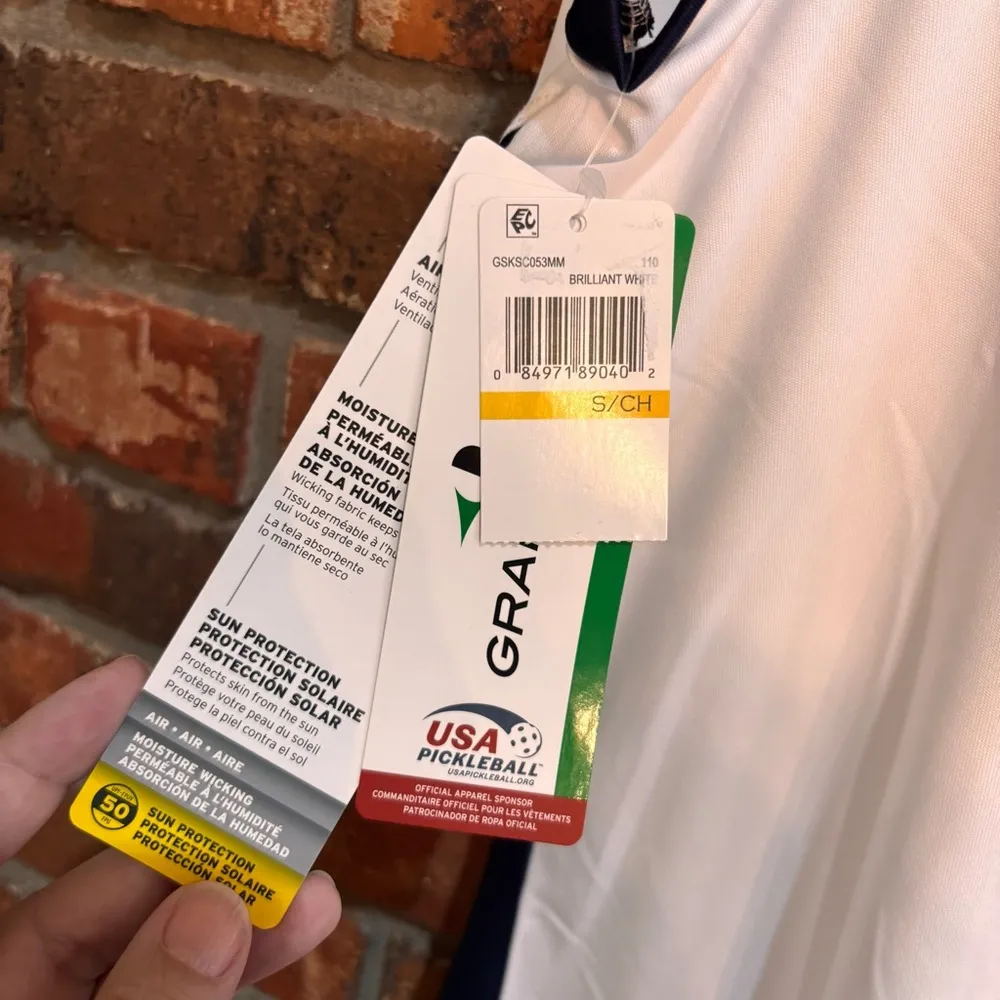 NWT Grand Slam womens mesh sleeveless pickleball tennis tank top blue/ white S Blue - Image 5