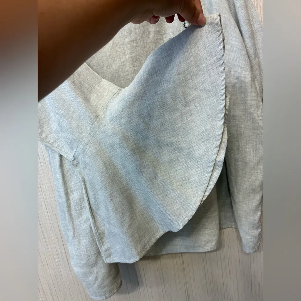 Chelsea & Theodore Size 2X Embroidered Bell Sleeve Top Linen Blend Boho Tunic Gray - Image 5