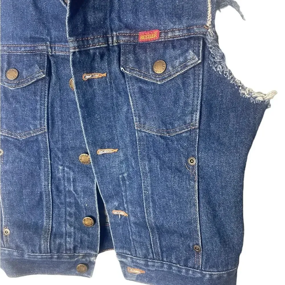 Rustler Women’s Sz Small Denim Jean Vest Vintage - Image 4