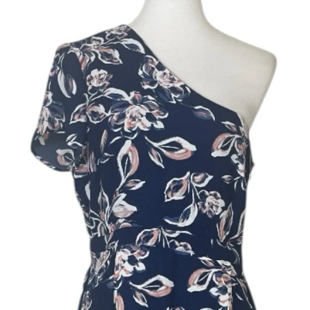 Charles Henry New Dress One Shoulder Midi Blue Pink Floral Women’s Size Large - Image 9