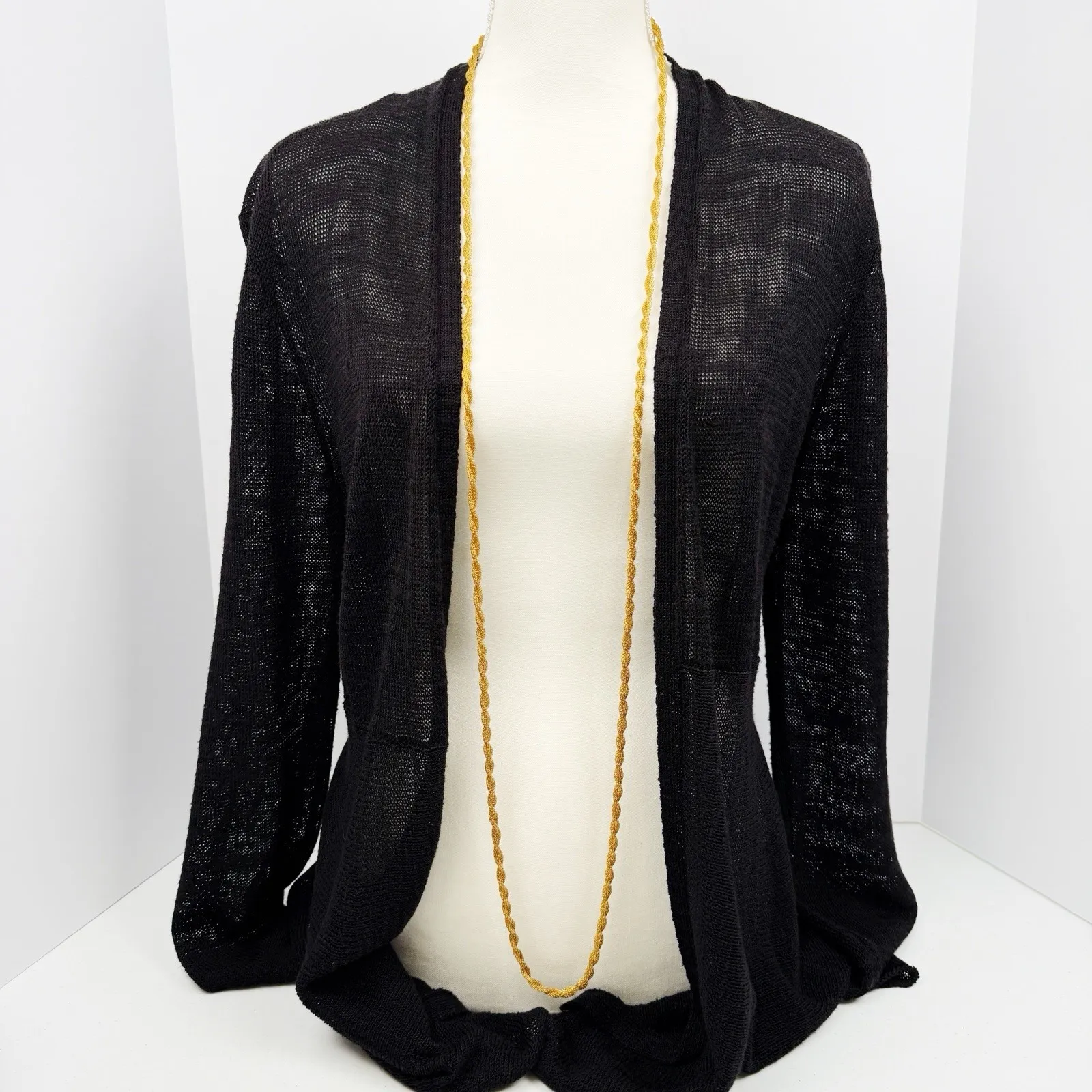 Vintage Gold Tone Rope Chain Necklace Long Twist Mesh Layering Jewelry - Image 2