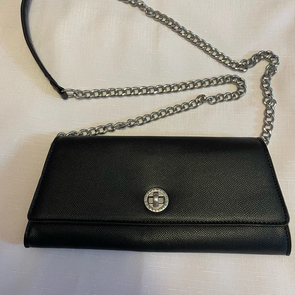 French Connection Black Leonie Cavier Texture Shoulder Bag Purse - Image 3