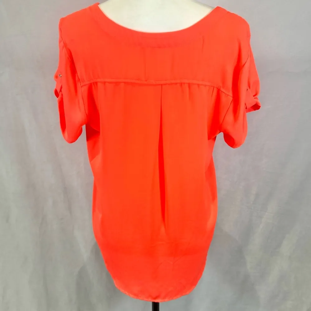 bright neon orange vneck top size medium - Image 3