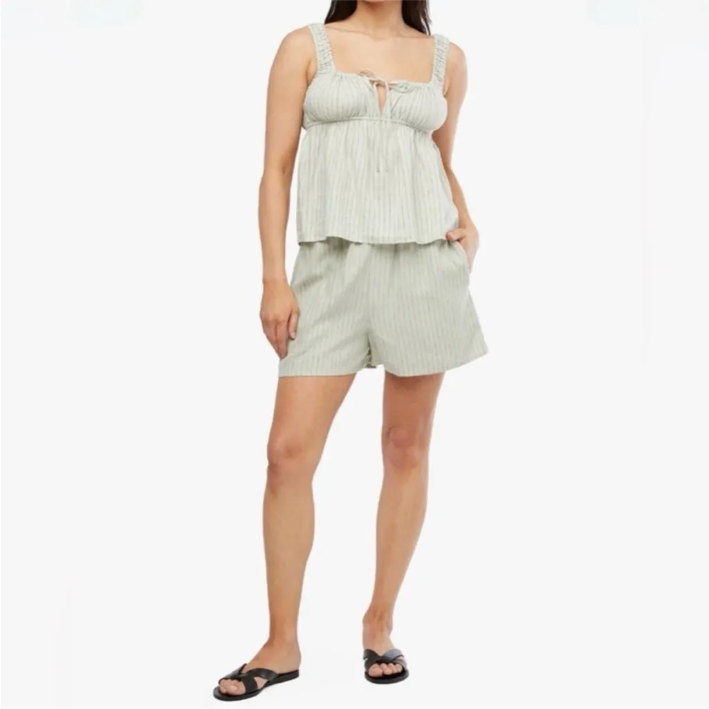 WeWoreWhat Tie‎ Front Sage Stripe Camisole Top with Sweetheart Neckline Size M - Image 4