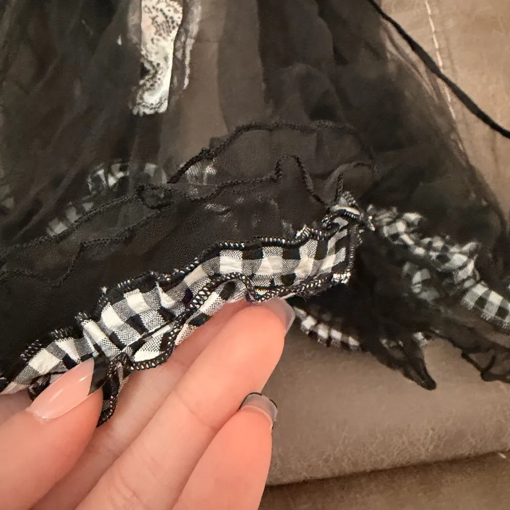 Victoria's Secret Black and White Checkered Bra with Lace - Image 4