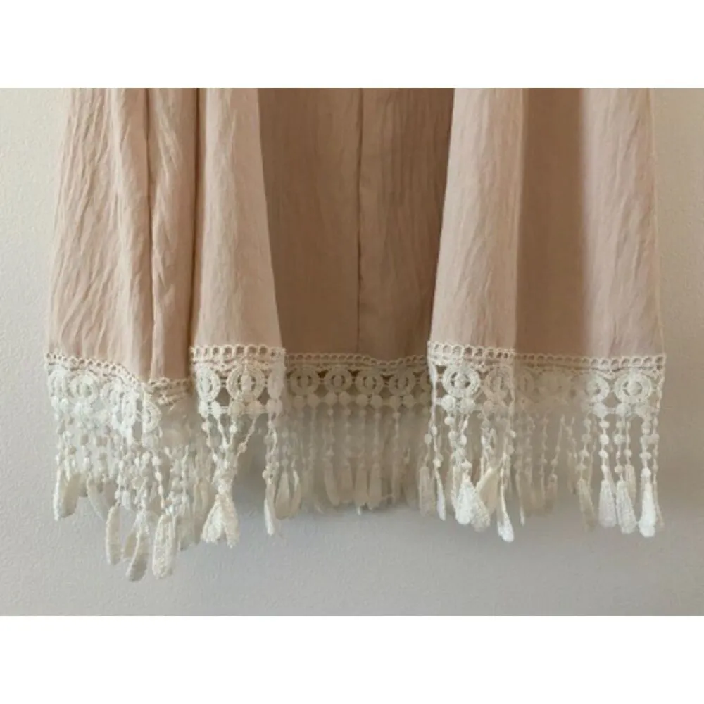 Shein Beige Coverup Fringe Women's Sz Medium - Image 2