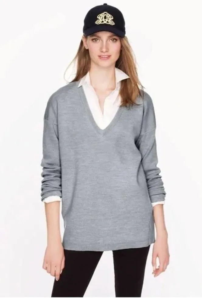 J. Crew Blue Merino Wool V-Neck Side Pocket Sweater - Image 10