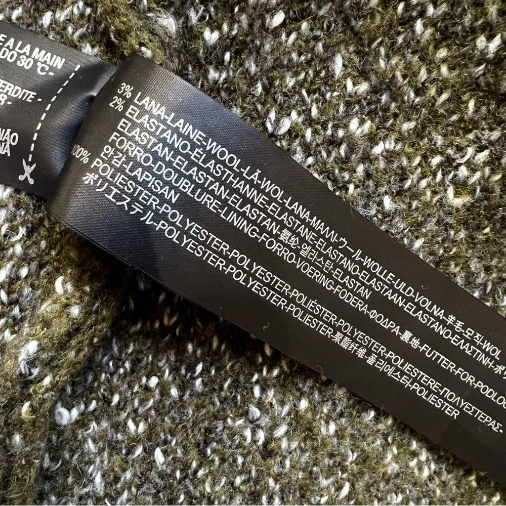 Zara Knit Olive Green Scherling Oversized Coat - Image 6