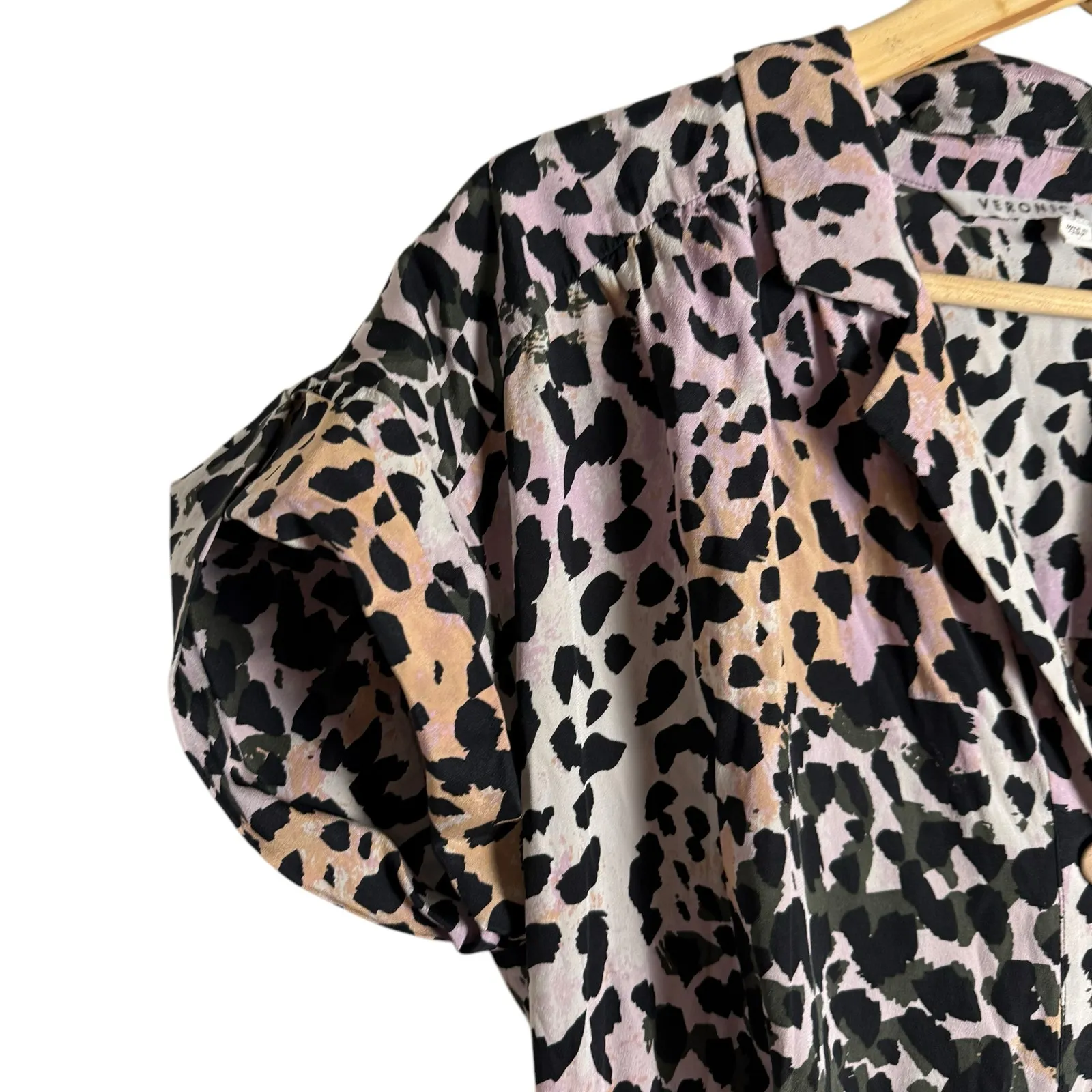 Veronica Beard Amani Animal Print Short Sleeve Shirt Midi Dress Size 6 - Image 7