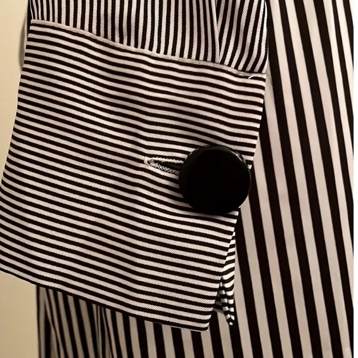 Who What Wear Black White Mixed Stripe‎ Button Front Collar Belted Shirtdress XS - Image 12