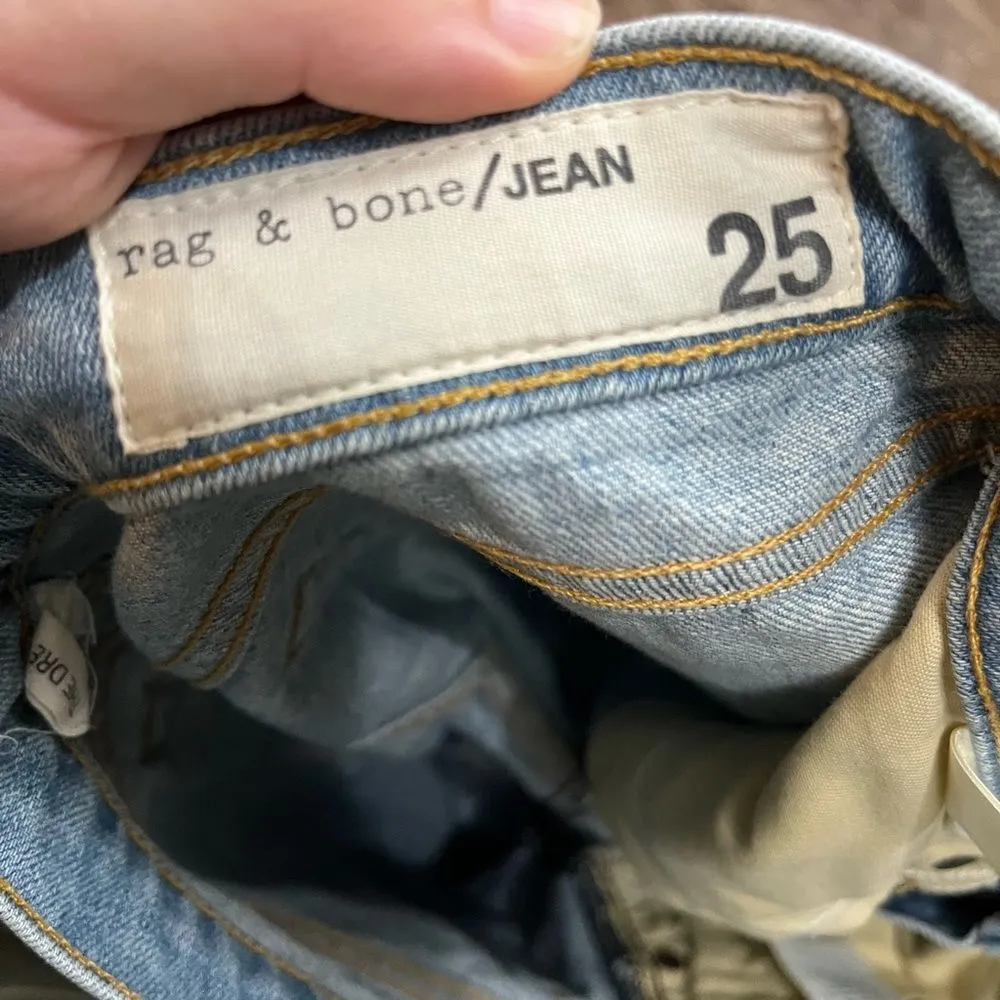 Rag and Bone The Dre Light Wash Heavily Distressed Boyfriend Jeans Size 25 - Image 13