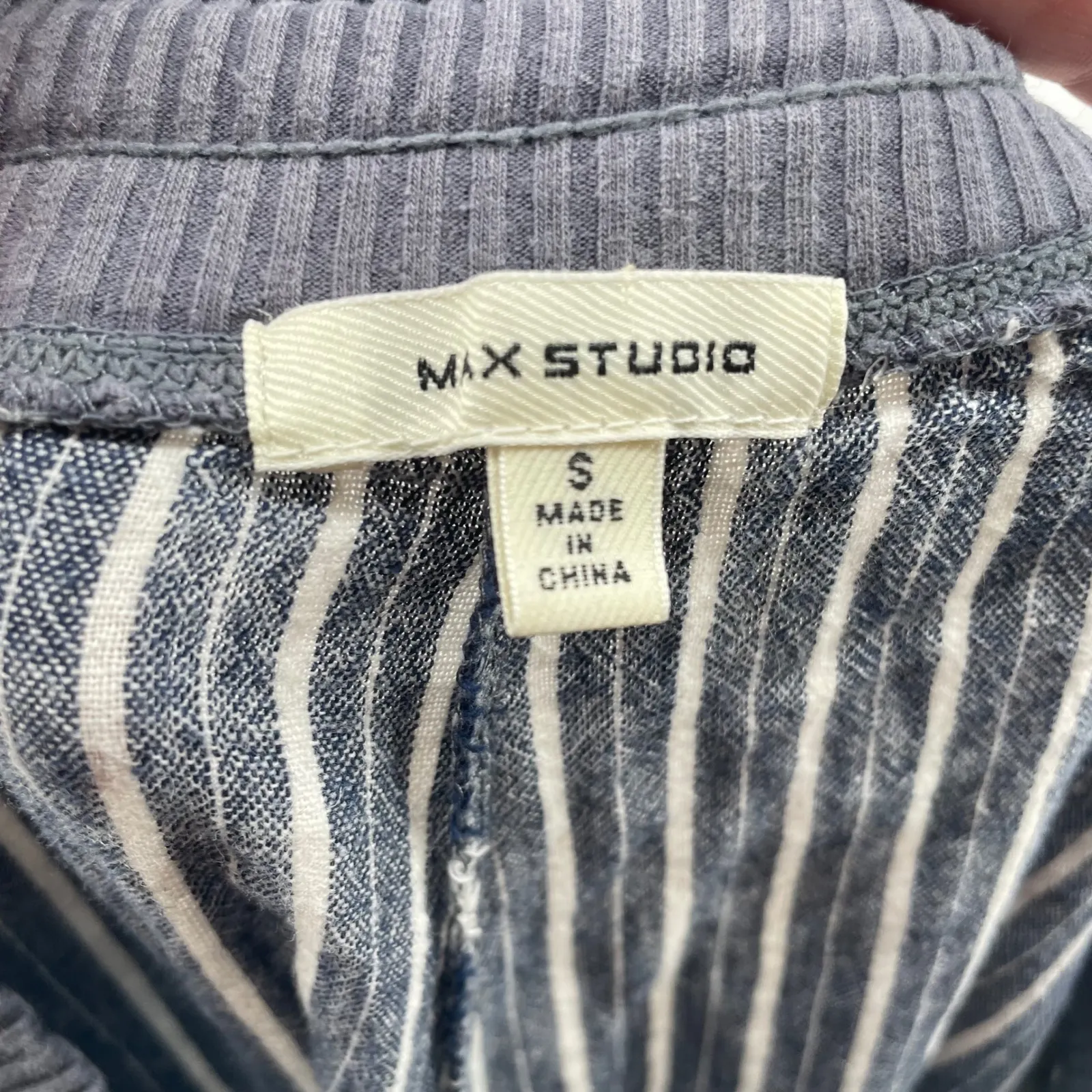 MAX STUDIO Striped Linen Blend Jogger Pants Drawstring Waist Size S - Image 3