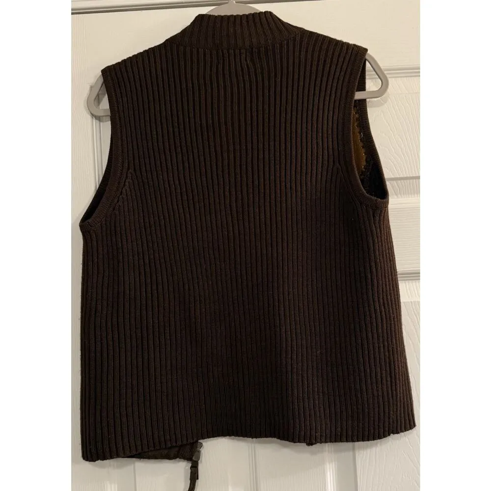 Designer Studio Originals Vest Womens MED Genuine Leather Rodeo Western Cowgirl Brown - Image 4