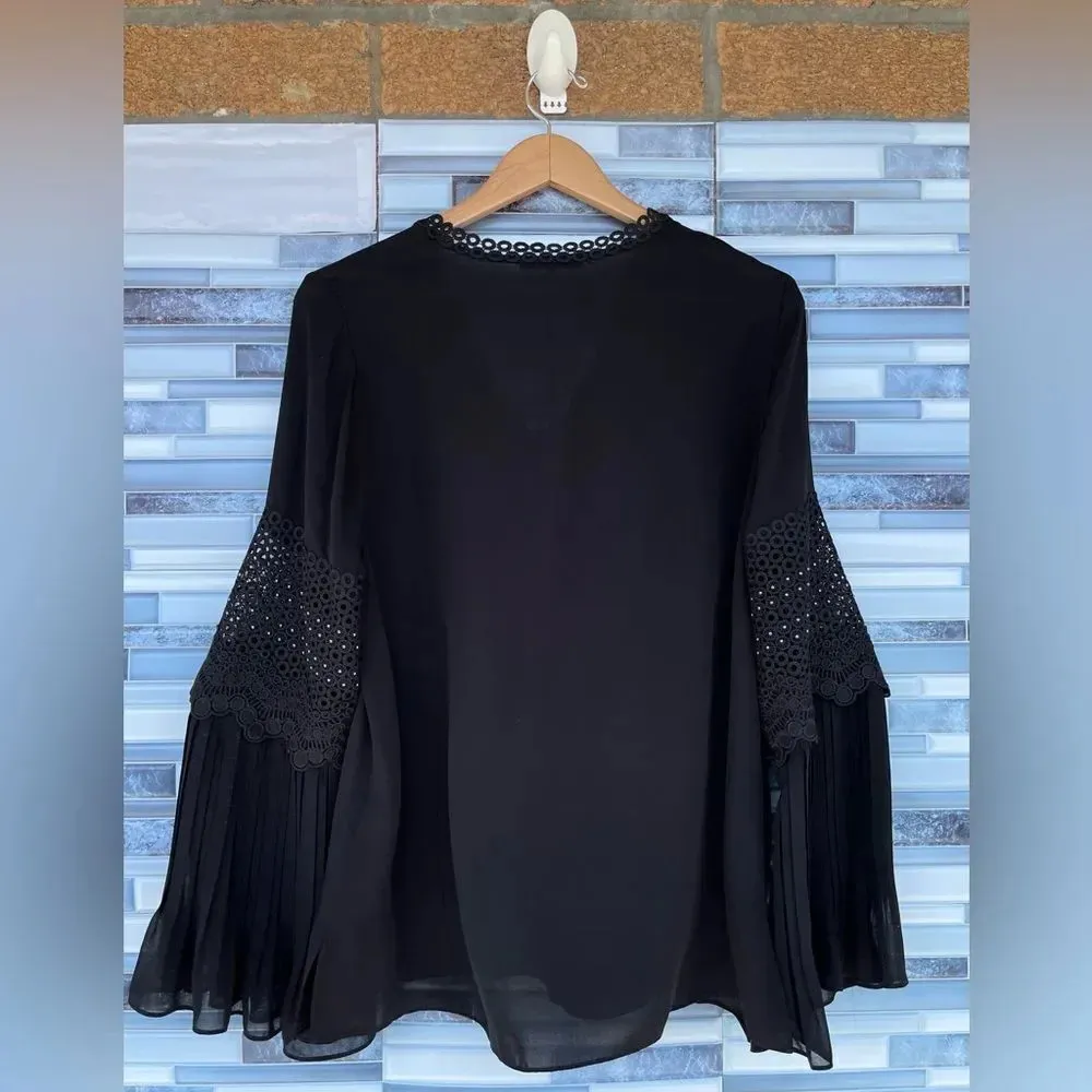 Kobi Halperin "Christine" silk blouse Large Black - Image 13