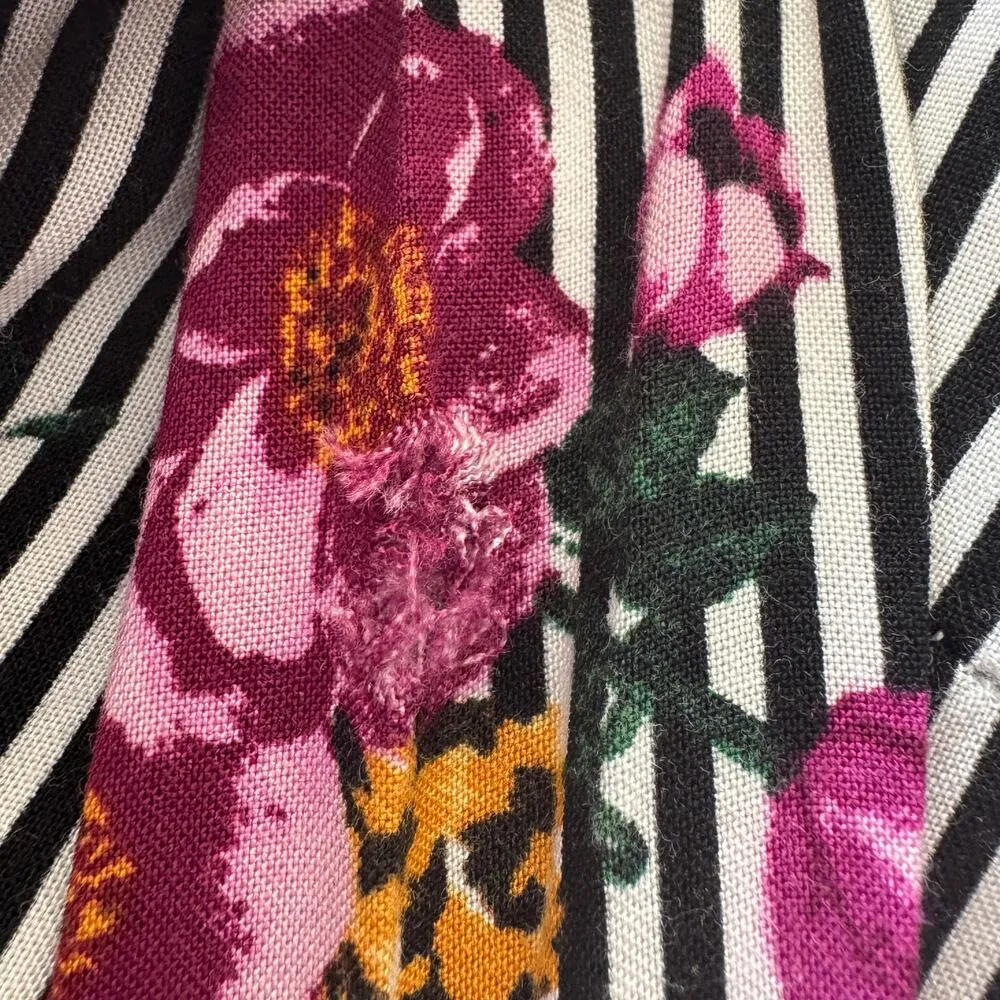 Torrid SZ 2 (2X-Large) Midi Dress Floral Striped V-Neck Belted Flutter Sleeves - Image 8