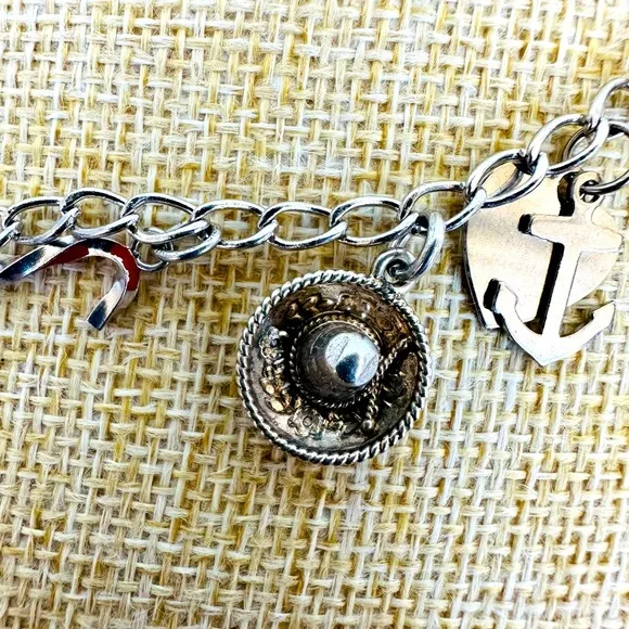 Vintage Sterling Charm Bracelet 9 Charms Life Story 7” 17.83g‎ Silver - Image 7