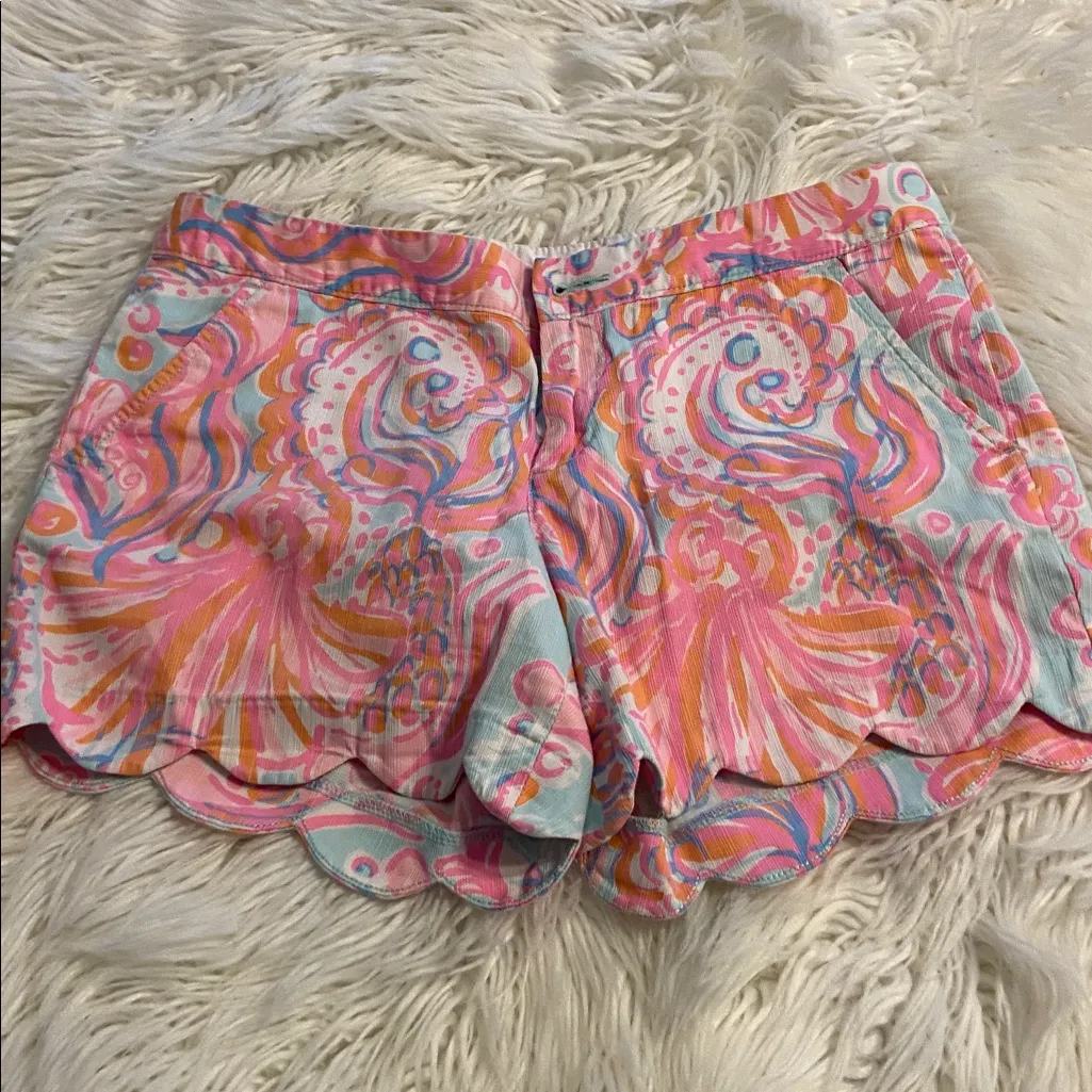 Lilly Pulitzer Pink and Orange High Waist Shorts size 4 excellent condition - Image 8