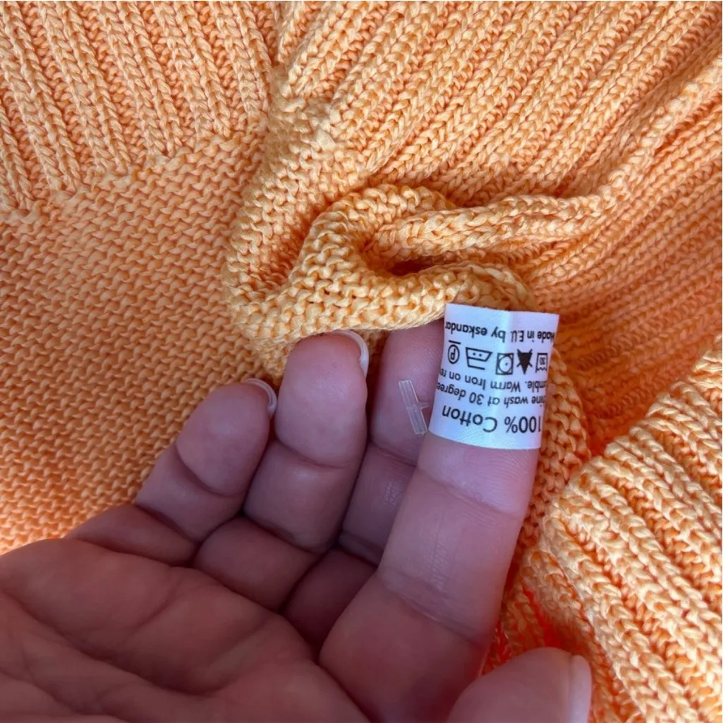 Eskandar 100% Cotton One Size‎ Pastel Orange Crewneck Sweater Preppy Winter NEW Size undefined - Image 4