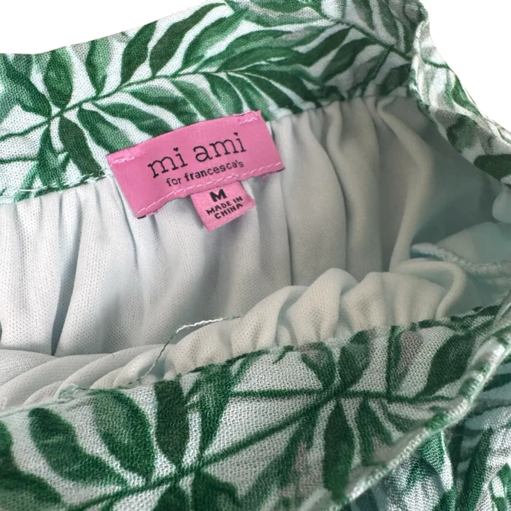 NWT Mi Ami Tropical Green Leaf Leg Slit Long Maxi Skirt Francesca’s Medium - Image 2