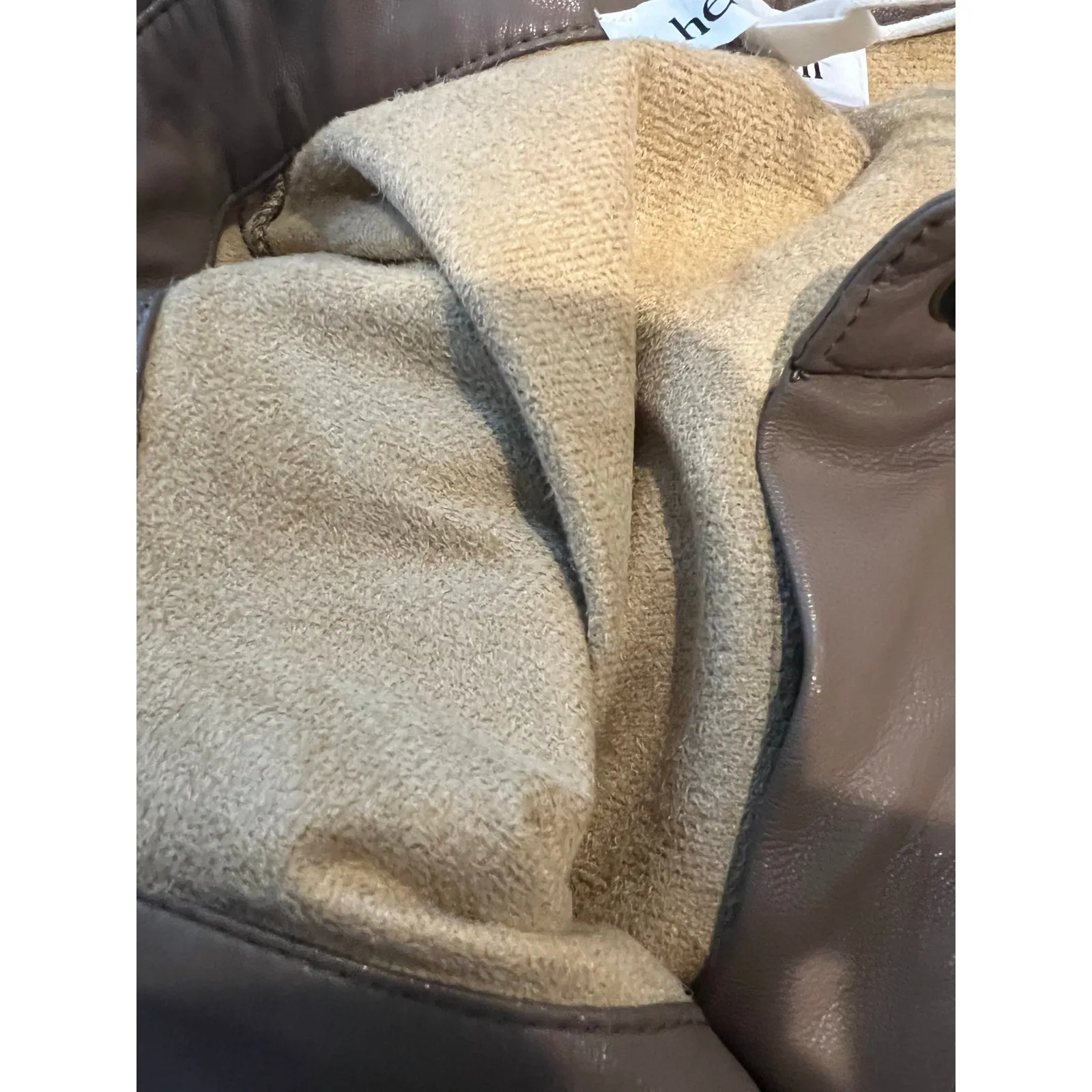 Heartloom Faux Leather Brown Mini Dress w Waist Tie Collar & Snap Buttons XS NWT - Image 4