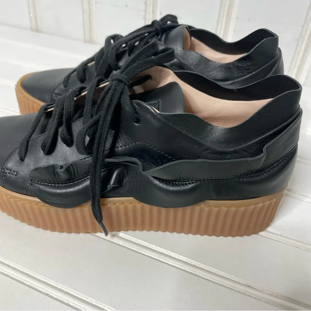 Pinko Francese Platform Sneaker Black Leather Women's Sz 37 635 - Image 2