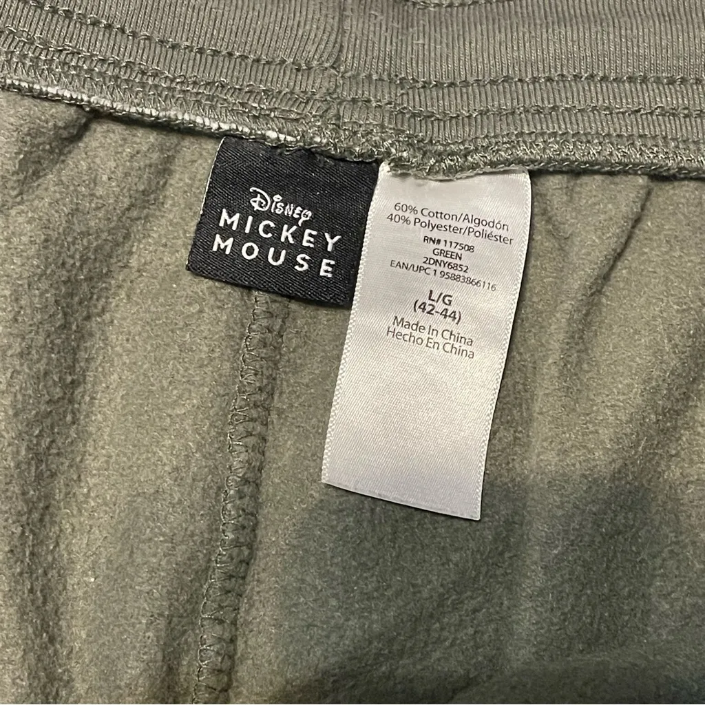 Disney Mickey Mouse Army Green Casual Cozy Sweatpants Size Large - Image 5