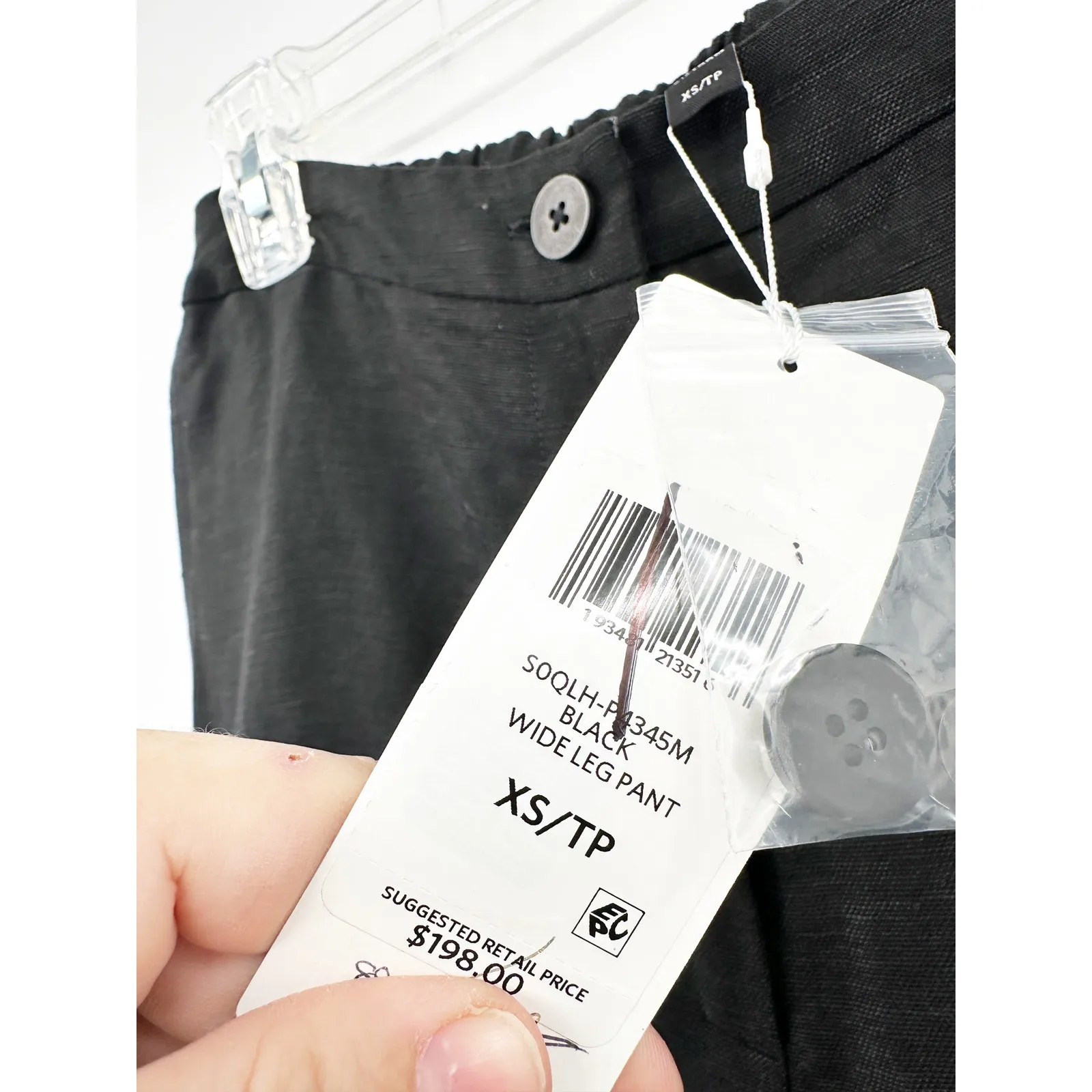 Eileen Fisher Tencel and Linen Slub Blend Straight Pant Black Size XS NEW - Image 6