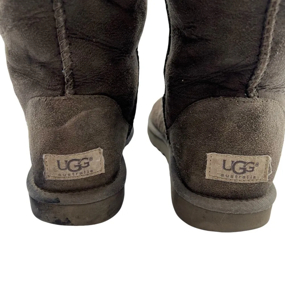 UGG Australia Classic Suede Tall Shearling Fur Boots Gray Pull On Size 7 Cozy - Image 5