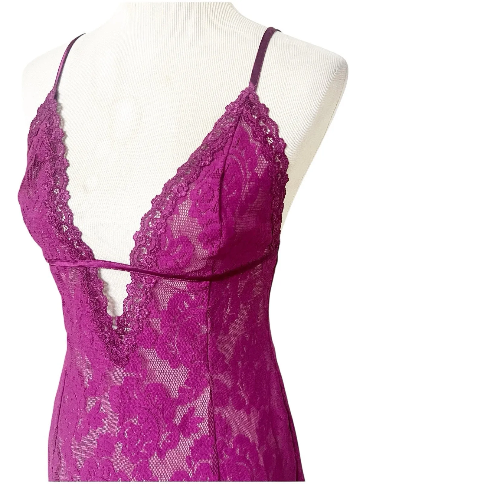 Vintage Victoria Secret Lace Babydoll Chemise Lingerie Medium Coquette Fairycore Purple - Image 6