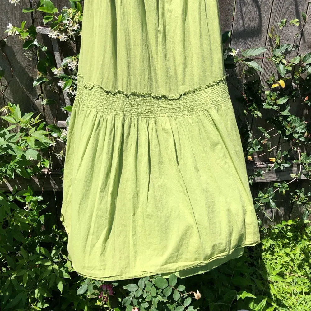 NEW YORK & CO Green Strapless Cotton Maxi Dress Small - Image 2
