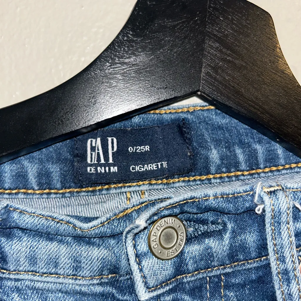 GAP Blue Distressed Straight Leg Jeans - Image 5