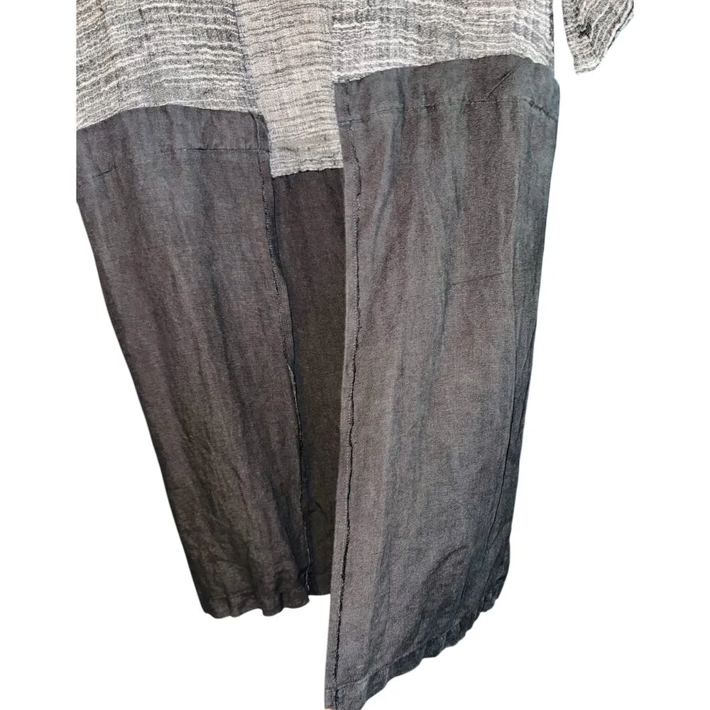 Eileen Fisher Linen Blend Silk Trim Longline Open Cardigan Womens PETITE Medium - Image 2