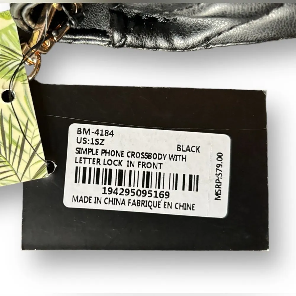 NWT- Badgley Mischka Quilted Black & Gold Crossbody Purse - Image 4