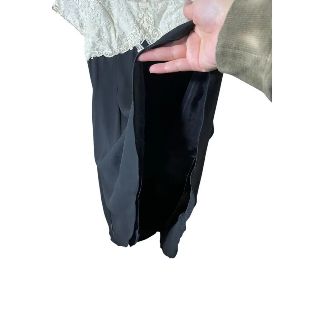 VIntage Scott McClintock 80s 90s Floral Lace Short Sleeve Mini Dress Size 8 Black - Image 4