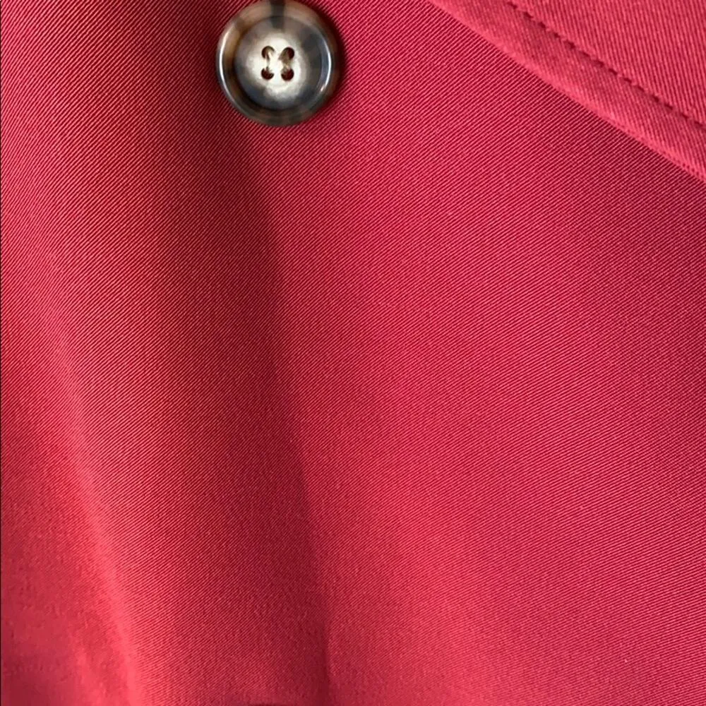 LL Bean red trench coat  jacket with plaid lining - Image 5