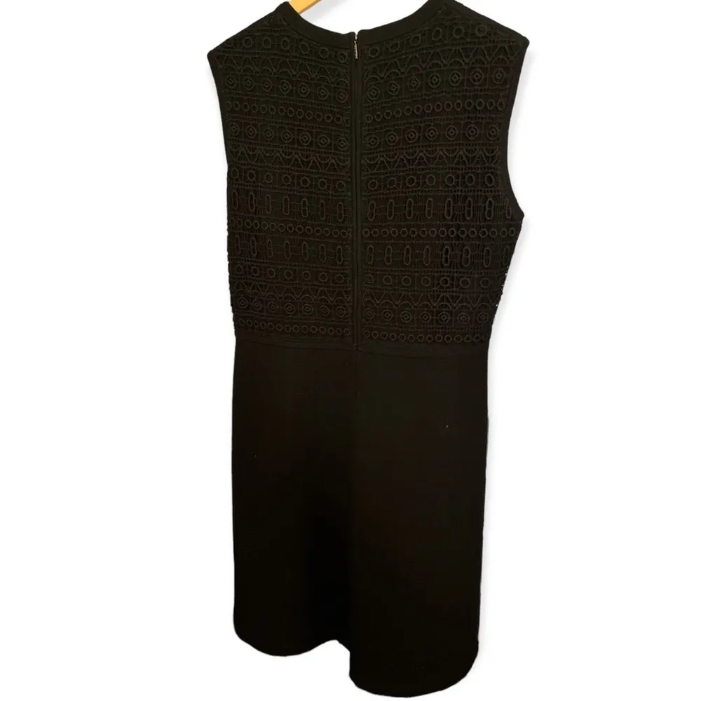 Tory Burch Black Wool Dress Cutout Lace Top Large - Image 2