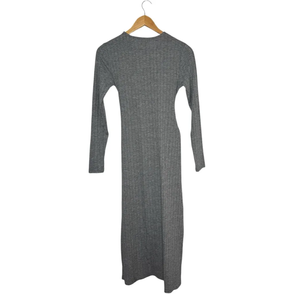 NWT Topshop Classic Rib Knit Wrap Midi Dress Tie waist Grey Size 6 - Image 5
