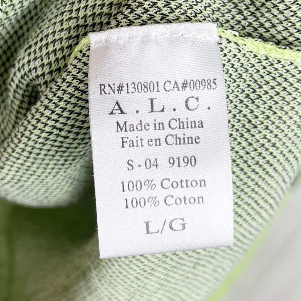 A.L.C. 2014 Cotton Sweater Lime Green Floral Leaf Print 9190 Women's Size Large - Image 7