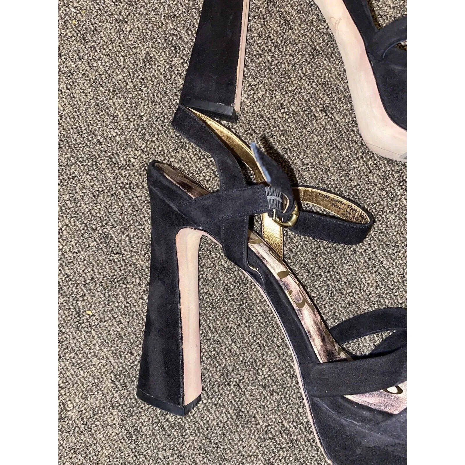 Sam Edelman Taryn  Black Suede Platforms Heels Shoes 11M - Image 8