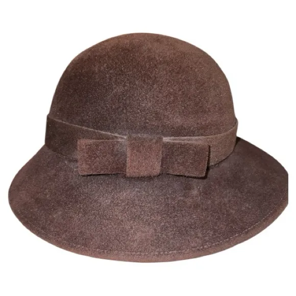 Vintage brown suede Cloche Hat - Image 4