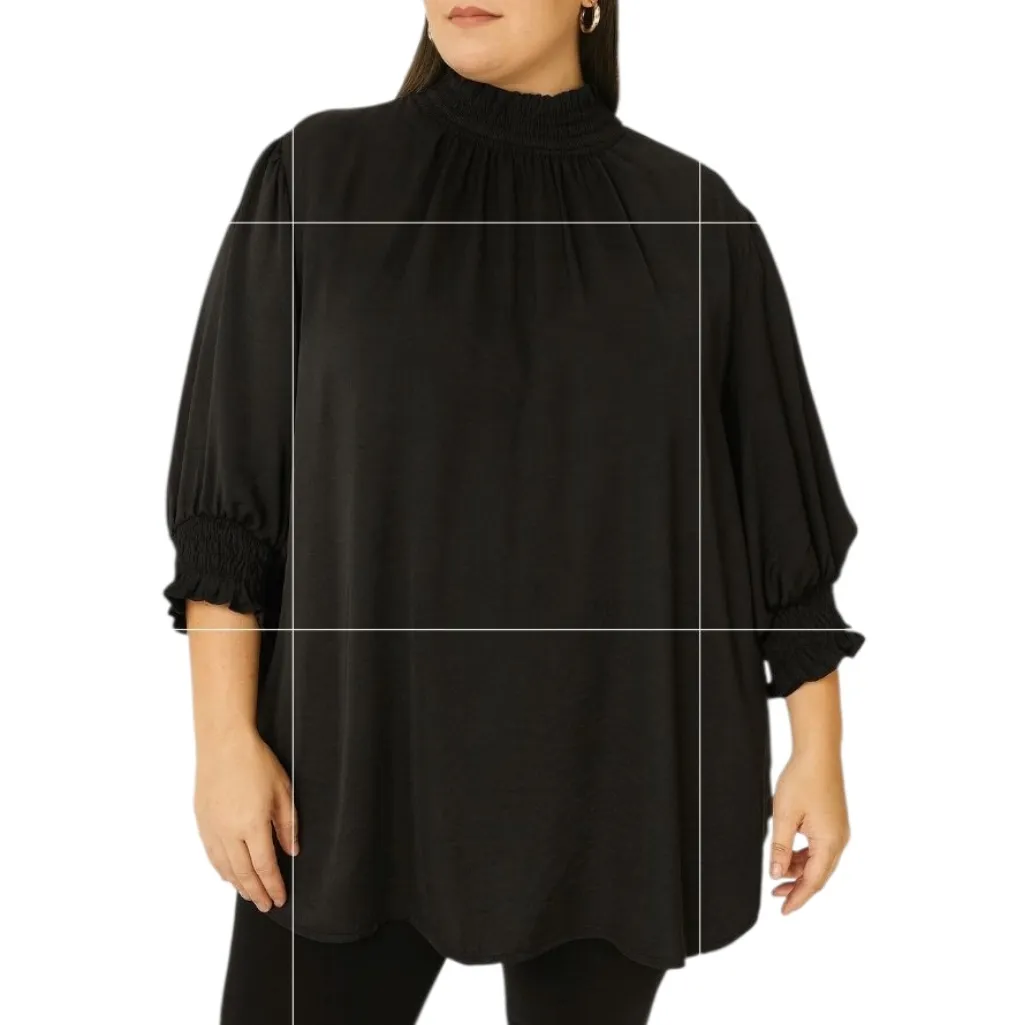 ODDY Women's Plus Satin Blouse Loose Fit Black Size 3x Holiday Christmas Party - Image 2