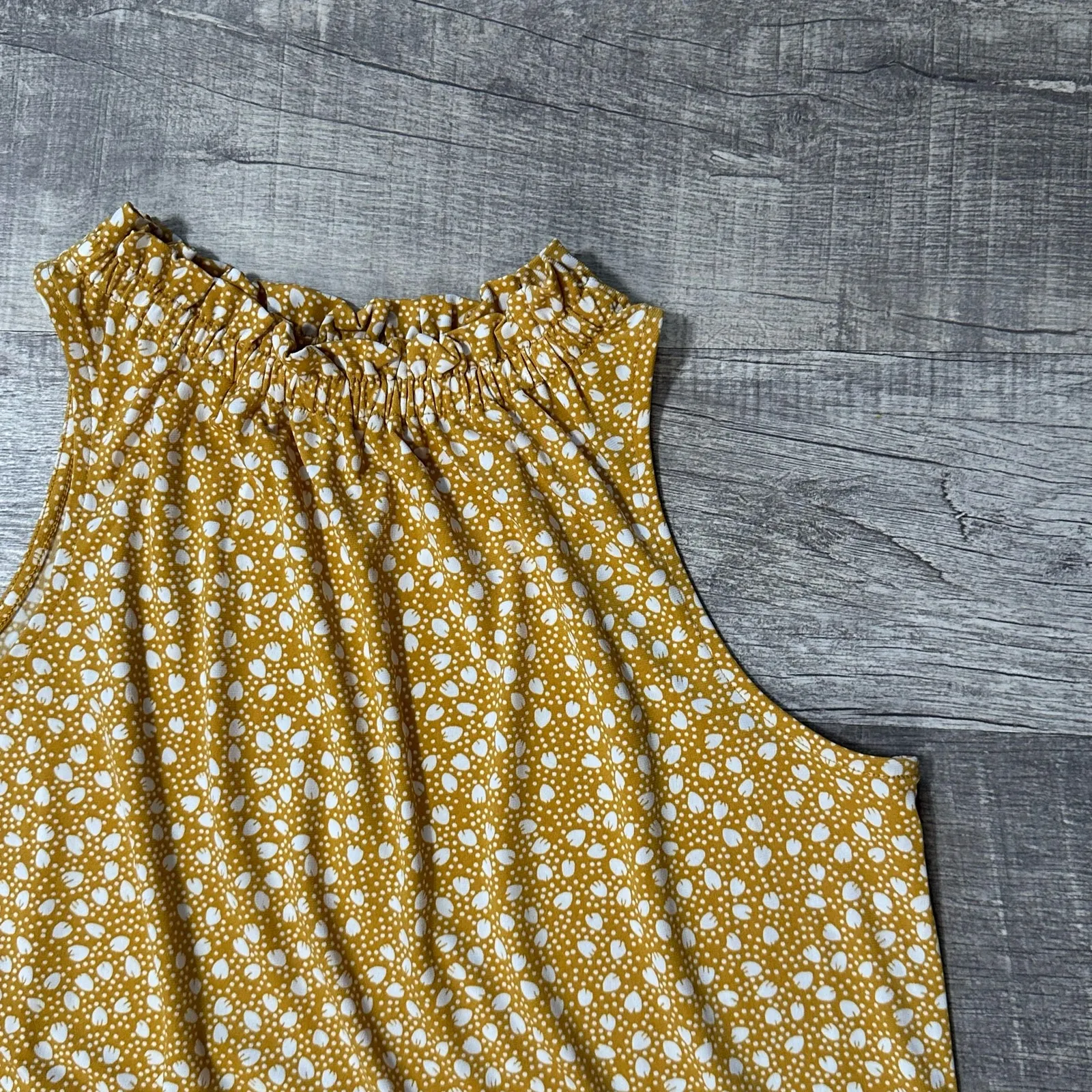 Banana Republic Flounce Shift Knit Dress Tunic Womens S Petite Honey Orange - Image 3