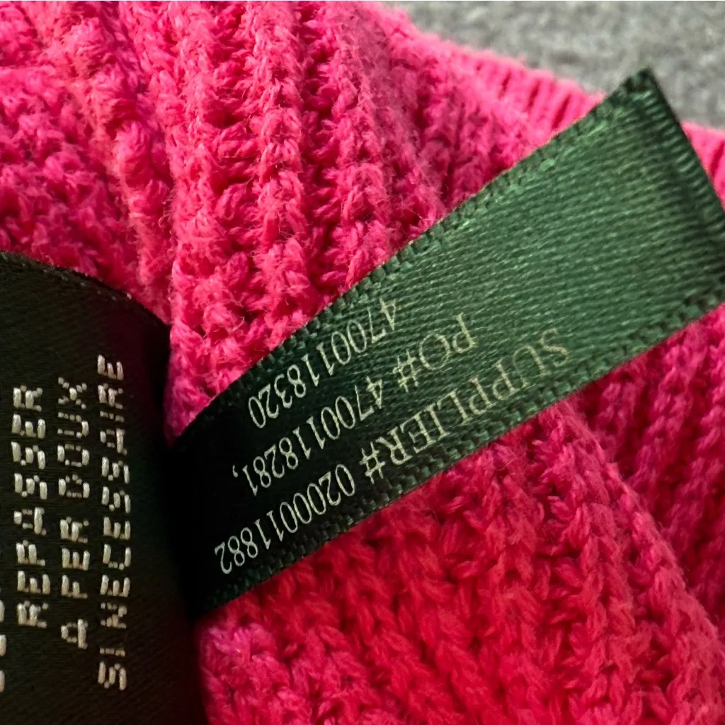 L-RL‎ Lauren Active Ralph Lauren Pink Waffle knit Sweater  XL Cotton Preppy Y2K - Image 12